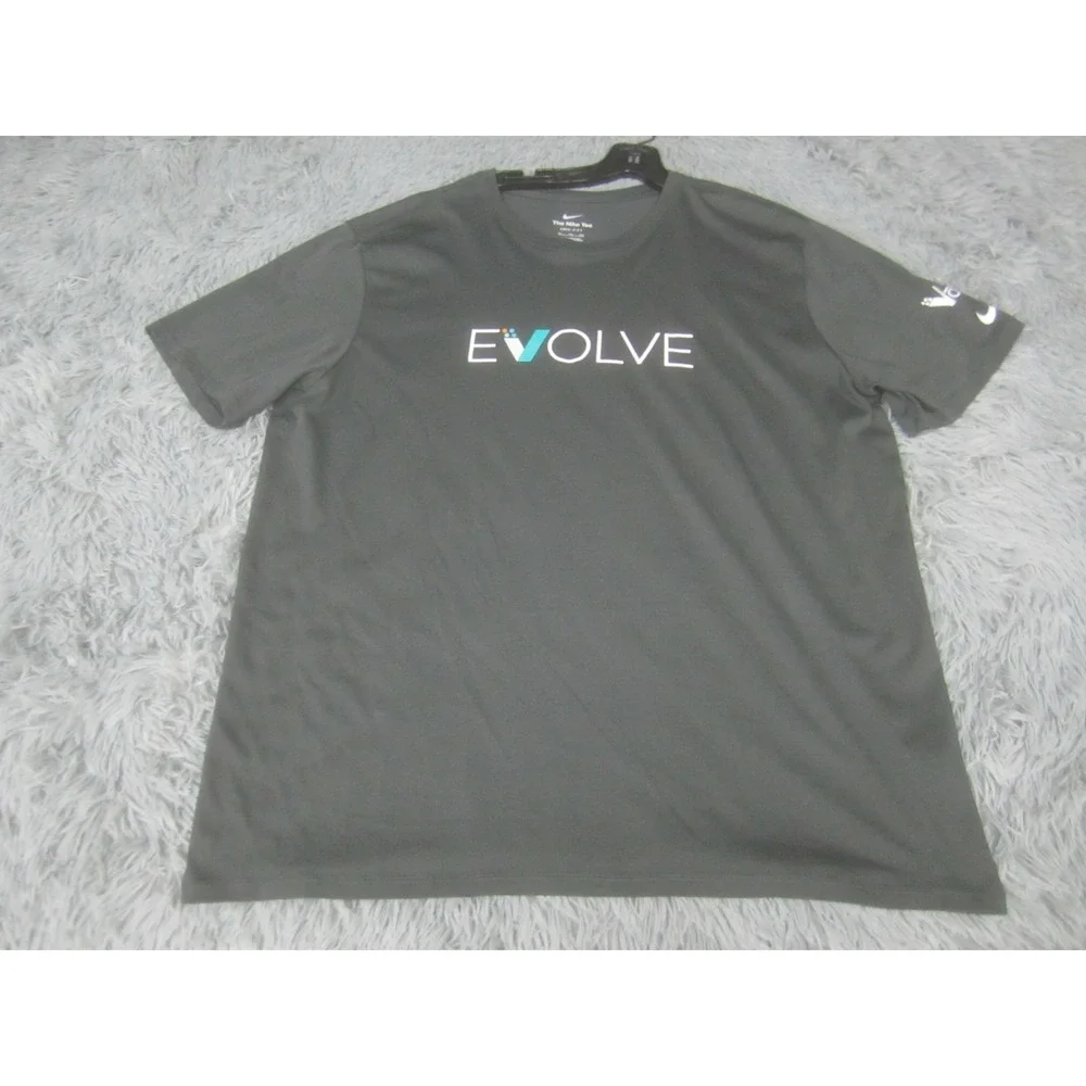 Nike Shirt Mens 2XL Gray EVOLVE Short Sleeve Dri-Fit Crew Neck Athletic